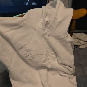 White Embossed Logo Men's Hoodie